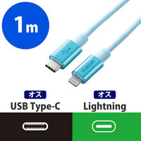 エレコム USB C-Lightningケーブル/準高耐久/1.0m/ブルー MPA-CLPS10BU 1個（直送品）