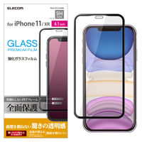 iPhone11 iPhoneXR ガラスフィルム フルカバー フレーム付き 硬度9H ブラック PM-A19CFLGFRBK エレコム 1個（直送品）