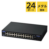 法人向け スイッチングハブ LANハブ 24ポート WEBスマート 3年保証 メタルブラック EHB-SG2C24 エレコム 1個（直送品）