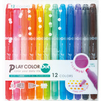 水性マーカー　サインペン　PlayColor　プレイカラードット　12色セット　太（丸スタンプ）・超極細ツイン　GCE-011　トンボ鉛筆