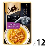 シーバ アミューズ 贅沢シーフードスープ 蟹かま・サーモン添え 40g 12袋 キャットフード 猫 ウェット パウチ