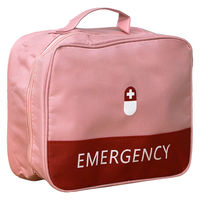 エマージェンシーポーチ Lサイズ (ピンク) 携帯用 大容量 防災 緊急 薬入れ 救急用 ファーストエイド 応急処置（直送品）