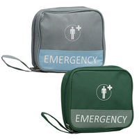 エマージェンシーポーチ Mサイズ (グレー×1・グリーン×1) 携帯用 軽量 防災 緊急 薬入れ 救急用 ファーストエイド 応急処置（直送品）