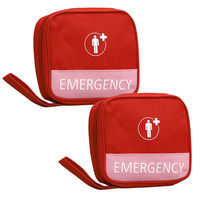 エマージェンシーポーチ Mサイズ (レッド×2) 携帯用 軽量 防災 緊急 薬入れ 救急用 ファーストエイド 応急処置（直送品）