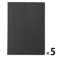 無印良品 上質紙 フラットに開くノート A6 横罫 80枚 黒 1セット（5冊） 良品計画