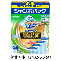 スクラビングバブル トイレ掃除 トイレスタンプ 最強抗菌 エレガンスフラワーの香り 付け替え用 (24回分：4本入) トイレ洗剤 ジョンソン