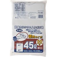 ジャパックス 容量表示入ポリ袋　45L　炭カル入り　半透明　厚み0.03ｍｍ TC65 1冊（50枚）