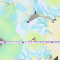 日本紐釦貿易 日本紐釦　転写チュール　緑の大柄花　巾約68cm　2mカット　F10126-1011-2M　約巾68cm×2mカット（直送品）