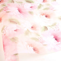 日本紐釦貿易 日本紐釦　転写チュール　ピンクの大柄花　巾約68cm　2mカット　F55188-1011-2M　約巾68cm×2mカット（直送品）