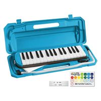 KC キョーリツ 鍵盤ハーモニカ(メロディピアノ) 32鍵 P3001-32K/NEON BLUE (ドレミシール・クロス・名前シール付き)（直送品）
