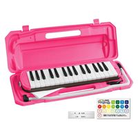 KC キョーリツ 鍵盤ハーモニカ(メロディピアノ) 32鍵 P3001-32K/NEON PINK (ドレミシール・クロス・名前シール付き)（直送品）