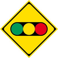 グリーンクロス 警戒標識　Ｍ２０８ー２　信号機あり　マグネット４００角　1枚（直送品）