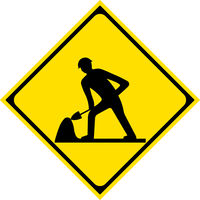 グリーンクロス 警戒標識　Ｓ２１３　道路工事中　ステッカー４００角　1枚（直送品）