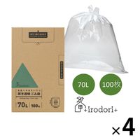 ゴミ袋 未来へのおもいやり 厚手透明ごみ袋 70L 100枚入 4袋 +irodori+
