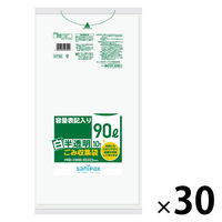 日本サニパック 容量表記入り 白半透明ごみ収集袋 90L 1ケース（300枚：10枚入×30）