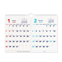 エムプラン 【2024年版】ベーシック A4 2ヶ月 壁掛カレンダー 203813-01 1セット（2冊）（直送品）