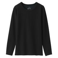 【レディース】無印良品 あったか綿 厚手 クルーネック長袖Tシャツ 婦人 L 黒 良品計画