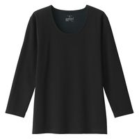 【レディース】無印良品 あったか綿 厚手 Uネック八分袖Tシャツ 婦人 M 黒 良品計画