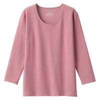 【レディース】無印良品 あったか綿 厚手 Uネック八分袖Tシャツ 婦人 S ピンク 良品計画