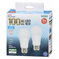 オーム電機 LED電球 E26 100形相当 昼光色 2個入 06-4715 1個（直送品）