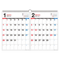 永岡書店 2024年 書き込み式シンプル２ヵ月 カレンダー A3 64389 1冊（直送品）