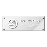 KALBAS　標識 禁煙(英語)受動喫煙防止ご協力 透明プレート 400×138mm 1枚  KAK2220（直送品）