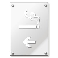 KALBAS　標識 喫煙室(英語)左 透明プレート 200×276mm 1枚  KAK1167（直送品）