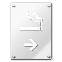 KALBAS　標識 喫煙室(英語)右 透明プレート 200×276mm 1枚  KAK1168（直送品）