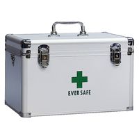 アルミ救急箱 Lサイズ 2段収納 キーロック トレー付き 救急ボックス 大容量 防災（直送品）