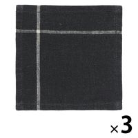 無印良品 麻平織 コースター 墨黒×生成 約10×10cm 1セット（3枚） 良品計画