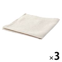 無印良品 麻平織 マルチクロス ストライプ 白×生成 約50×50cm 1セット（3枚） 良品計画