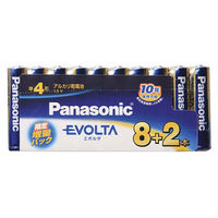 パナソニック 単4形アルカリ乾電池 8+2本入 エボルタ 17-3171 1個（直送品）