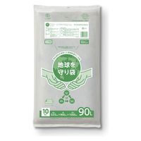 ゴミ袋 100％再生原料 地球を守り袋 グレー 半透明 90L 1袋（10枚入）富士カガク
