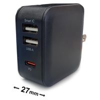 エアージェイ 【＋ＥＣＯ】PD20W対応（USBX2TYPE-CX1)AC充電器 BK AKJ-E20WPD3 BK 1個（直送品）