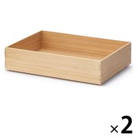 無印良品 重なる竹材長方形ボックス 小 約幅37×奥行26×高さ8.5cm 1セット（2個） 良品計画