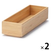 無印良品 重なる竹材整理ボックス 小 約幅8.5×奥行26×高さ5.5cm 1セット（2個） 良品計画