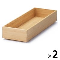 無印良品 重なる竹材整理ボックス 大 約幅11.5×奥行34×高さ5.5cm 1セット（2個） 良品計画