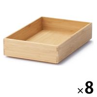 無印良品 重なる竹材整理ボックス 中 約幅17×奥行26×高さ5.5cm 1セット（8個） 良品計画