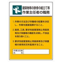 ユニット 作業主任者職務板 鉄骨の組立て等作業… 1枚 808-22A（直送品）