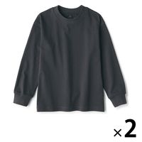 無印良品 太番手クルーネック長袖Tシャツ キッズ 130 チャコールグレー 1セット（2枚） 良品計画