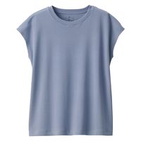 【レディース】無印良品 スムース編みフレンチスリーブTシャツ 婦人 M スモーキーブルー 良品計画