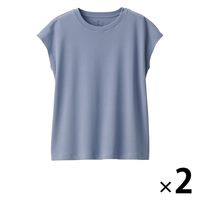 無印良品 スムース編みフレンチスリーブTシャツ 婦人 L スモーキーブルー 1セット（2枚） 良品計画