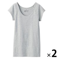 無印良品 フライス編みフレンチスリーブTシャツ 婦人 M グレー 1セット（2枚） 良品計画
