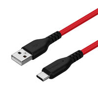 OWLTECH 断線に強く柔らかい USB タイプA to Cケーブル 3m ブラックレッド OWL-CBA4CA30-BKRE 1個（直送品）