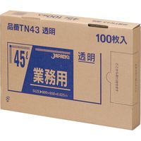 ジャパックス 業務用ポリ袋　45L100枚BOX　透明　厚み0.025ｍｍ TN43 1箱