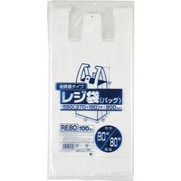 ジャパックス レジ袋（乳白）省資源　ベロ付きブロック・エンボス　関東80号/関西80号　100枚　厚み0.02ｍｍ RE80 1冊