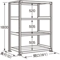 サンケイ鋼器 高耐食性めっき中量棚(300kg/段・単体・4段) MBー1744 MB-1744 1台（直送品）