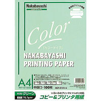 ナカバヤシ コピー＆ワープロ用紙A4 100枚 グリーン HCP-4101-G 20個（直送品）