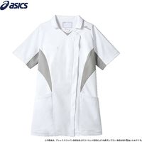 アシックス ナースジャケット　半袖　ホワイト×グレー　　　 CHM357-10 1枚（直送品）
