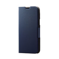 iPhone14 Plus ケース カバー レザー 手帳型 マグネット 軽量 薄型 スタンド機能付 ネイビー エレコム 1個（直送品）
